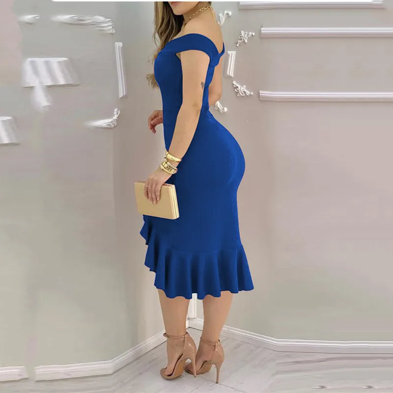 Summer Sexy Women's One-shoulder V-Neck Slim Dress 2021 Ruffled Nightclub Solid Midi Dress Casual Bag Hip Retro Female Dresses
Summer Sexy Women's One-shoulder V-Neck Slim Dress 2021 Ruffled Nightclub Solid Midi Dress Casual Bag Hip Retro Female Dresses