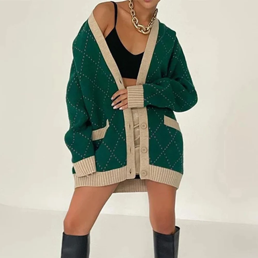 2021 European And American Women's Sweater Coat Net Red Street Retro Rhombic Lattice Pocket Wool Coat
2021 European And American Women's Sweater Coat Net Red Street Retro Rhombic Lattice Pocket Wool Coat