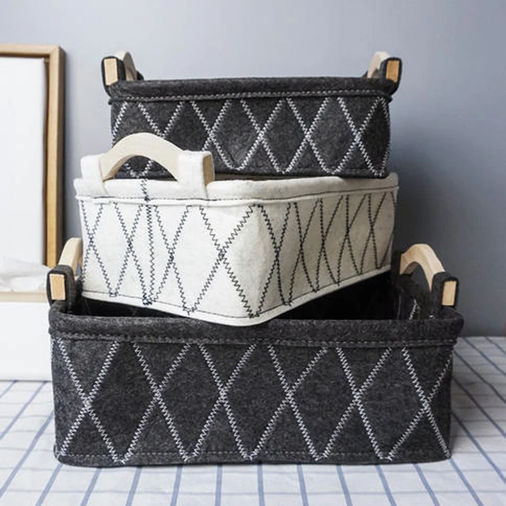 Felt Storage Basket Sundries Books Magazines Organizer Box With Wood Handle Clothes Organizer For Home Office Dorm Striped Style
Felt Storage Basket Sundries Books Magazines Organizer Box With Wood Handle Clothes Organizer For Home Office Dorm Striped Style