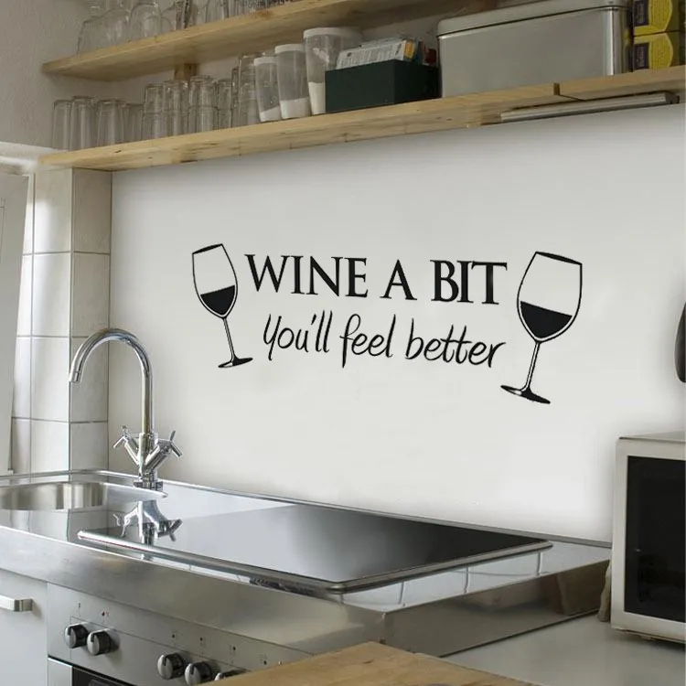 23.5*55cm Wine A Bit you'll feel better Wall Art Decal Home Decor Relax Quotes Living Room Kitchen Removable Wall Stickers
23.5*55cm Wine A Bit you'll feel better Wall Art Decal Home Decor Relax Quotes Living Room Kitchen Removable Wall Stickers