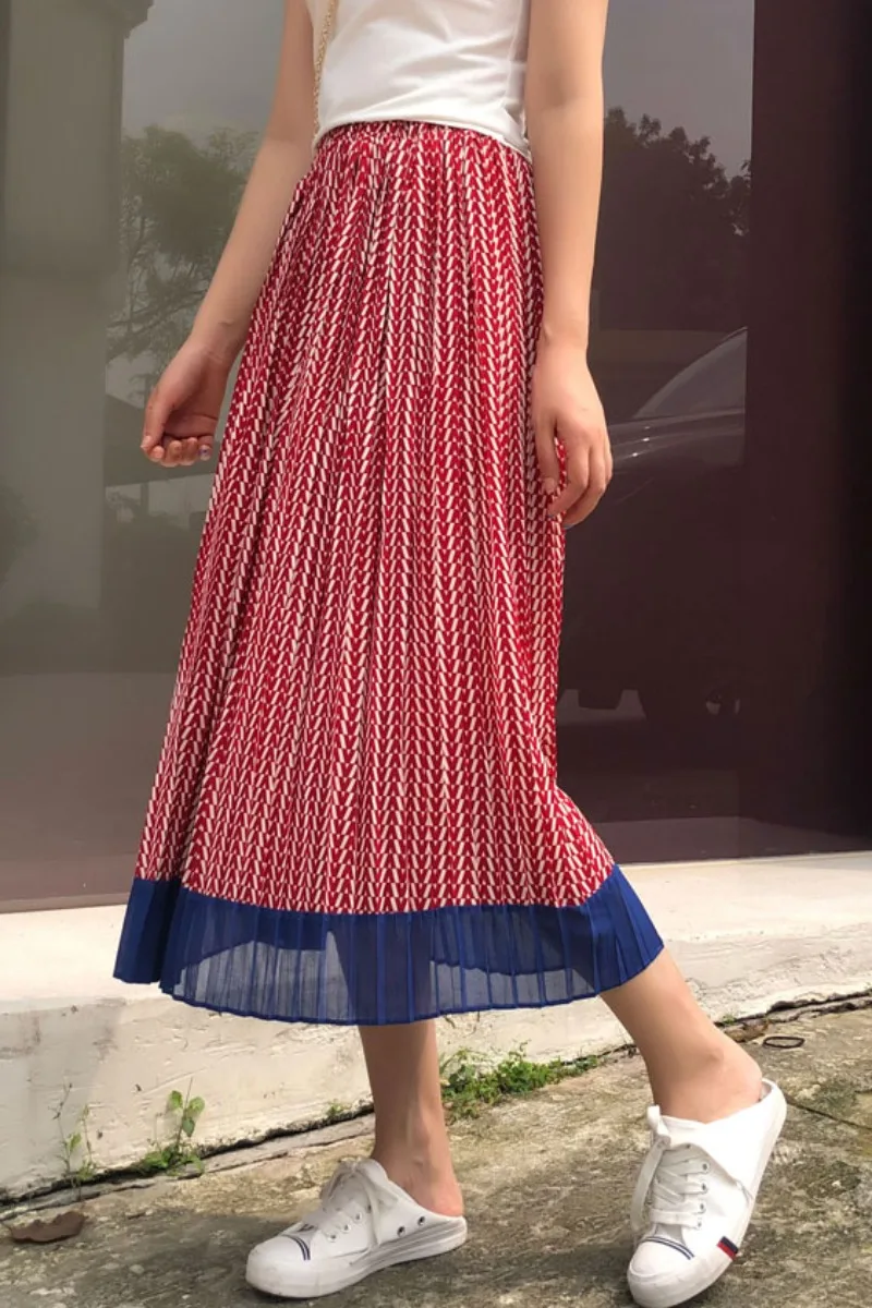 Red Corrugated Stitching Drape Vintage Expansion Skirt Fashionable Maxi Pleated Chiffon Skirts Midi Female Summer 2020 New Style
Red Corrugated Stitching Drape Vintage Expansion Skirt Fashionable Maxi Pleated Chiffon Skirts Midi Female Summer 2020 New Style