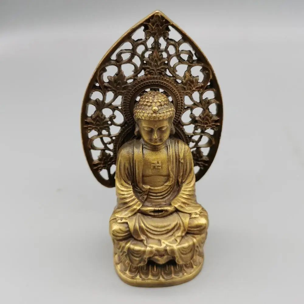 

Китайская античная латунь фэншуй маленькая статуя Будды Металлические ремесла украшения для дома статуя
