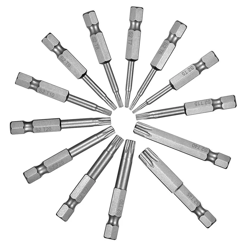 13 Pcs 1/4 Inch Screw Driver Bit Set S2 Steel Hex Shank T5-T45 Magnetic Torx Head Star 6 Point Screwdriver Kit Tools
13 Pcs 1/4 Inch Screw Driver Bit Set S2 Steel Hex Shank T5-T45 Magnetic Torx Head Star 6 Point Screwdriver Kit Tools