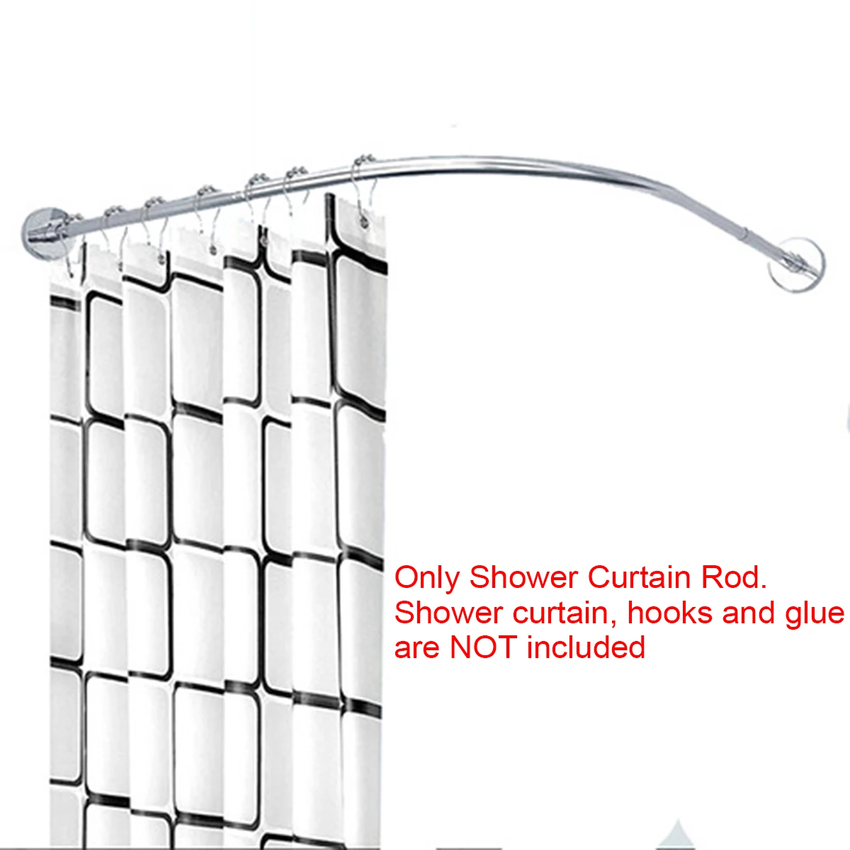 

Extendable Curved Shower Curtain Rod U Shaped 201 Stainless Steel Shower Curtain Poles Punch-Free Bathroom Curtain Rail 6 Size