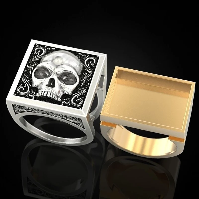 Фото Уникальное винтажное мужское кольцо в стиле панк с черепом памятный сувенир