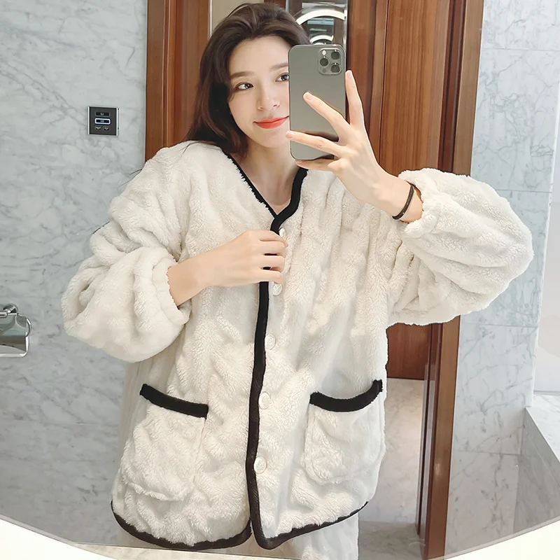 Pajamas For Women 2 Pieces Sets 2021 New Women's Pajamas 2021 New Autumn and Winter Coral Fleece Thickened Flannel Home Wear Au
Pajamas For Women 2 Pieces Sets 2021 New Women's Pajamas 2021 New Autumn and Winter Coral Fleece Thickened Flannel Home Wear Au