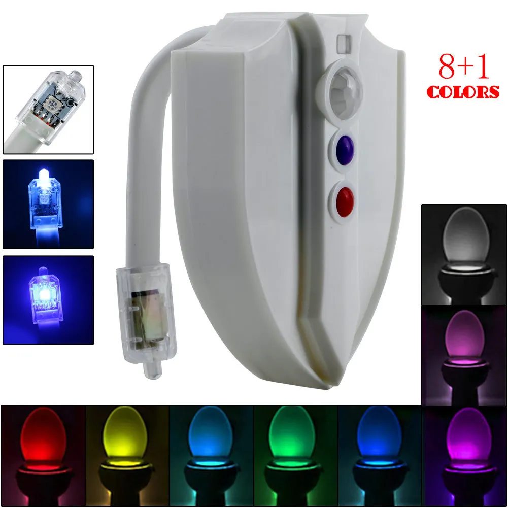New ideasPIR Motion Sensor Toilet Seat Night Light 8 Colors UV LED WC Toilet Hanging Lamp Fixed or Cyclic Color Transformation
New ideasPIR Motion Sensor Toilet Seat Night Light 8 Colors UV LED WC Toilet Hanging Lamp Fixed or Cyclic Color Transformation