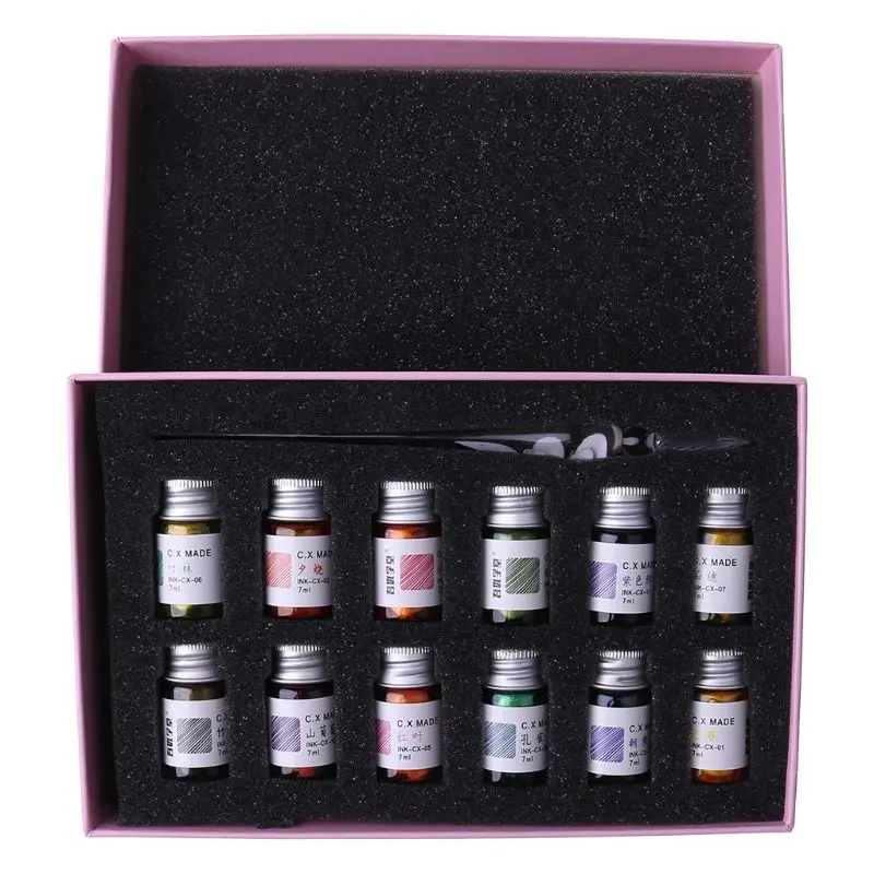 13Pcs/Set Cherry Blossom Rain Bottled Dip Glass Pen Ink With Fountain Dip Writing Signature Pen Art Supplies Gifts
13Pcs/Set Cherry Blossom Rain Bottled Dip Glass Pen Ink With Fountain Dip Writing Signature Pen Art Supplies Gifts