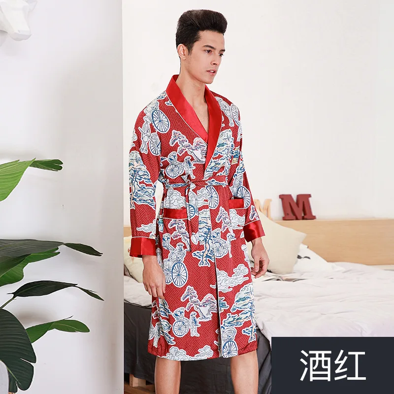 Men Silk long sleeve Bathrobe kimono Home Bath Gown Male Printed Robes V-neck Satin Sleepwear Nightgown
Men Silk long sleeve Bathrobe kimono Home Bath Gown Male Printed Robes V-neck Satin Sleepwear Nightgown