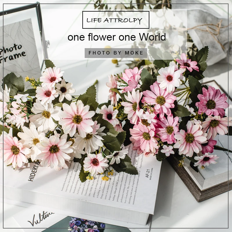 21 heads/1pcs Silk daisy Bride bouquet for Christmas home wedding new Year decoration fake plants sunflower artificial flowers
21 heads/1pcs Silk daisy Bride bouquet for Christmas home wedding new Year decoration fake plants sunflower artificial flowers