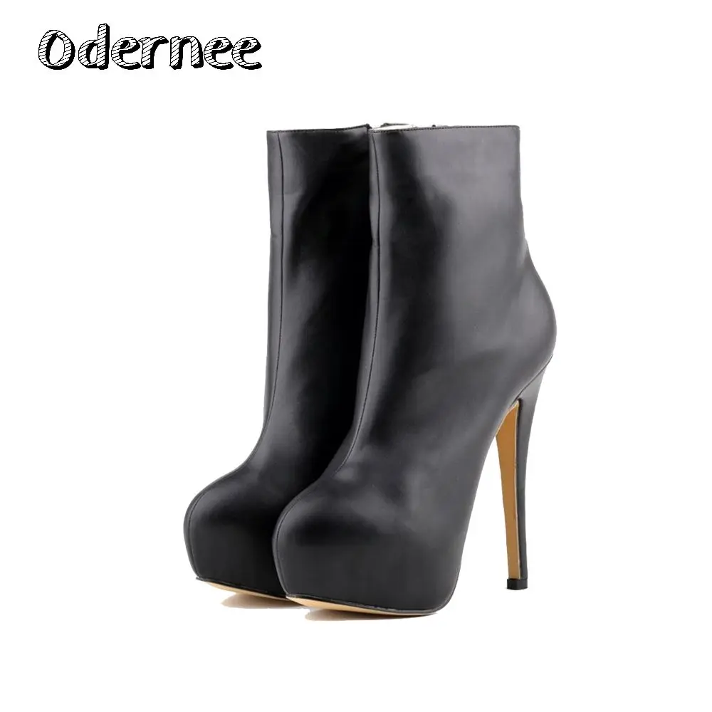ODERNEE Ankle Length Boots Women Fashion Pointed Toe PU Leather High Heel Shoes Winter Ankle Boots Ladies Shoes Size EU 35-42
ODERNEE Ankle Length Boots Women Fashion Pointed Toe PU Leather High Heel Shoes Winter Ankle Boots Ladies Shoes Size EU 35-42