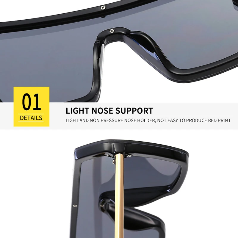 Hip-hop Sunglasses Exaggerated Large Frame Conjoined Ladies Frameless Men Women Letters Lenses Fashion Sun Glasses for Women
Hip-hop Sunglasses Exaggerated Large Frame Conjoined Ladies Frameless Men Women Letters Lenses Fashion Sun Glasses for Women