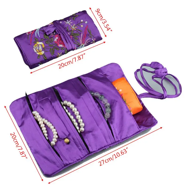 Oriental Silk Jewelry Roll Wrap Embroidery Jewellery Pouch Organizer Travel Ornaments Storage Case
Oriental Silk Jewelry Roll Wrap Embroidery Jewellery Pouch Organizer Travel Ornaments Storage Case