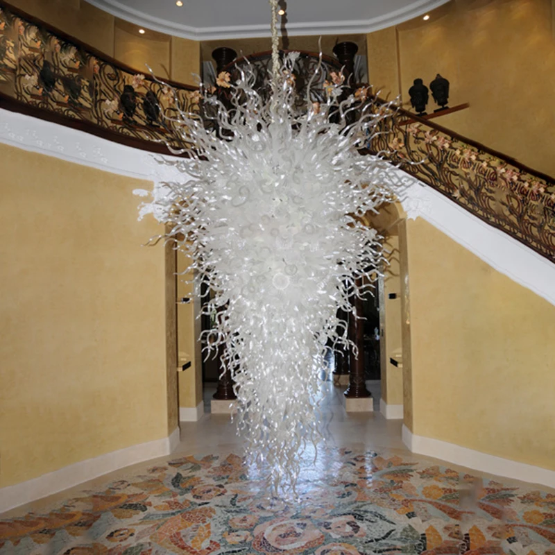 Modern Large Chandeliers 80inch Long LED Light Source Hand Blown Glass White Chandelier Lamp for Living Room
Modern Large Chandeliers 80inch Long LED Light Source Hand Blown Glass White Chandelier Lamp for Living Room