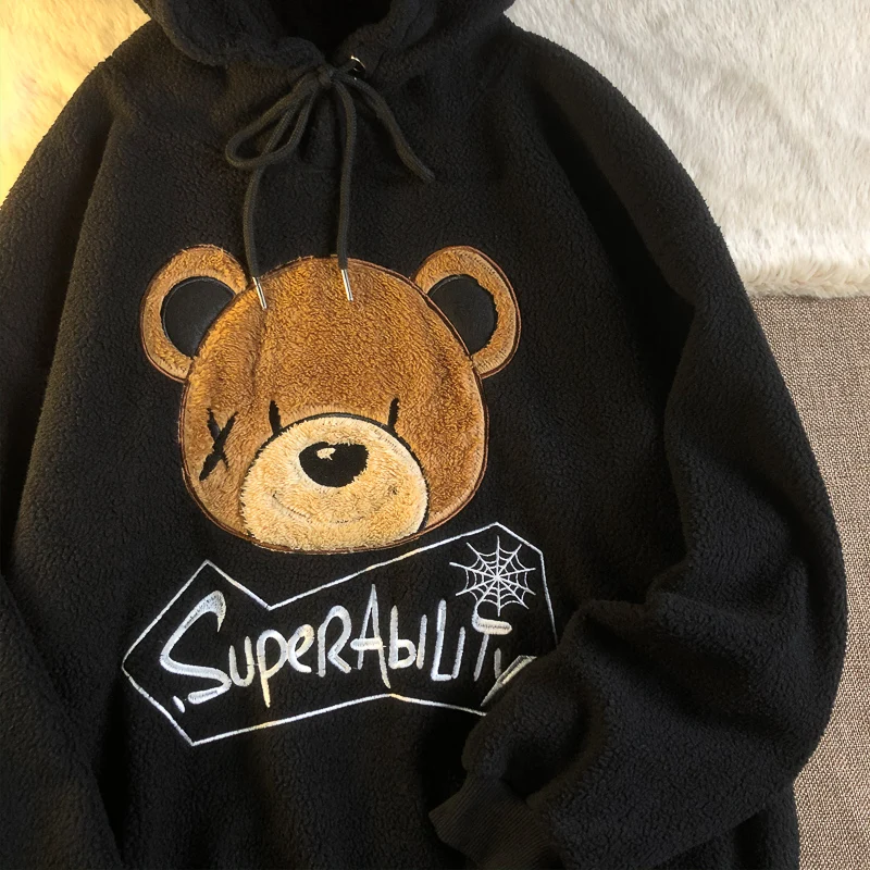 Velvet Thick Woolen Hoodie Women Autumn Winter Warm Sweatshirt Embroidery Bear Vintage Coat Loose
Velvet Thick Woolen Hoodie Women Autumn Winter Warm Sweatshirt Embroidery Bear Vintage Coat Loose