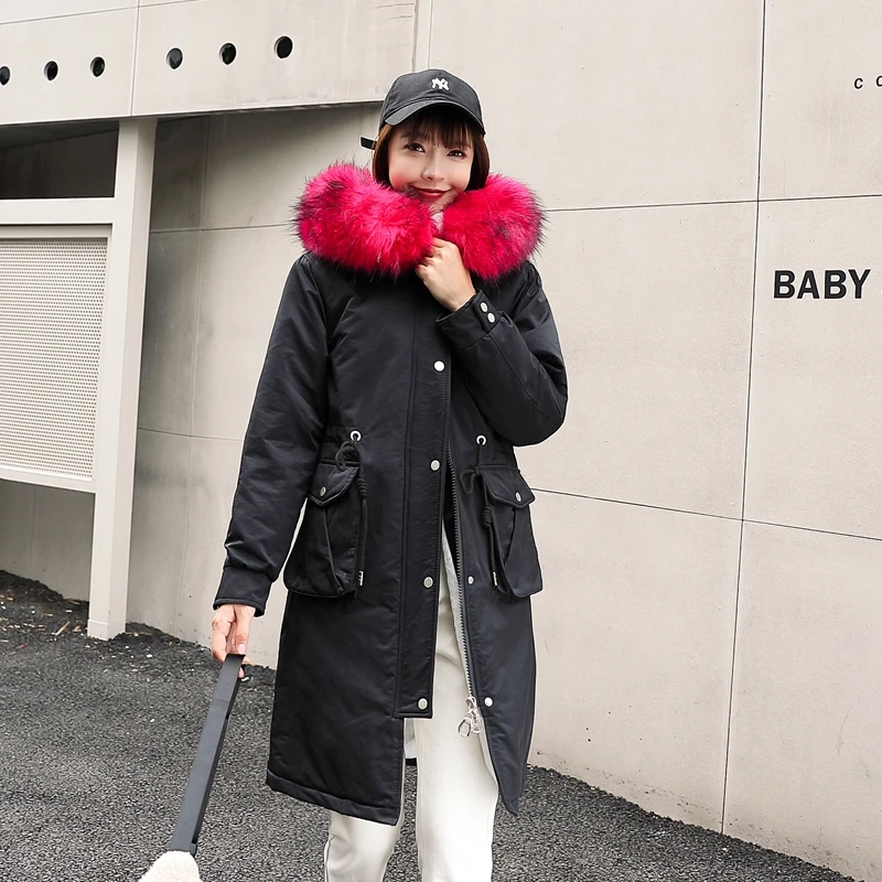 Drawstring Down Winter Jacket Women Fur Hooded Parka Long Coats Fur Collar Slim Coat Women Warm Thicken Jaqueta Feminina
Drawstring Down Winter Jacket Women Fur Hooded Parka Long Coats Fur Collar Slim Coat Women Warm Thicken Jaqueta Feminina