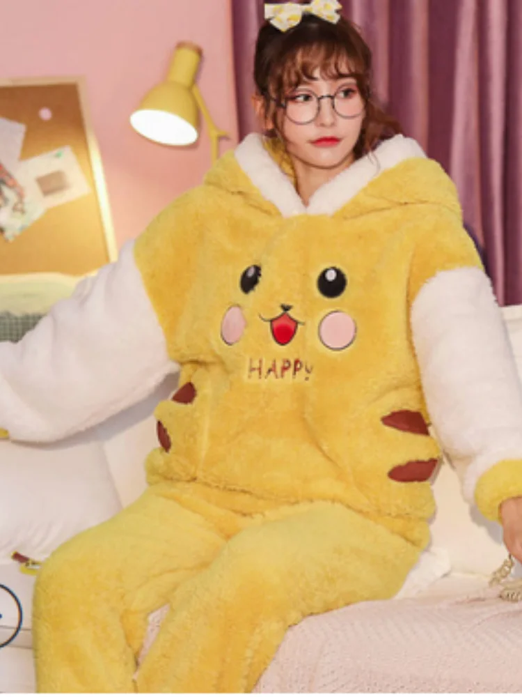 Women's Flannel Pajama Set, Thick Coral Long Sleeve Pajamas, Small Yellow Cartoon, Autumn and Winter
Women's Flannel Pajama Set, Thick Coral Long Sleeve Pajamas, Small Yellow Cartoon, Autumn and Winter