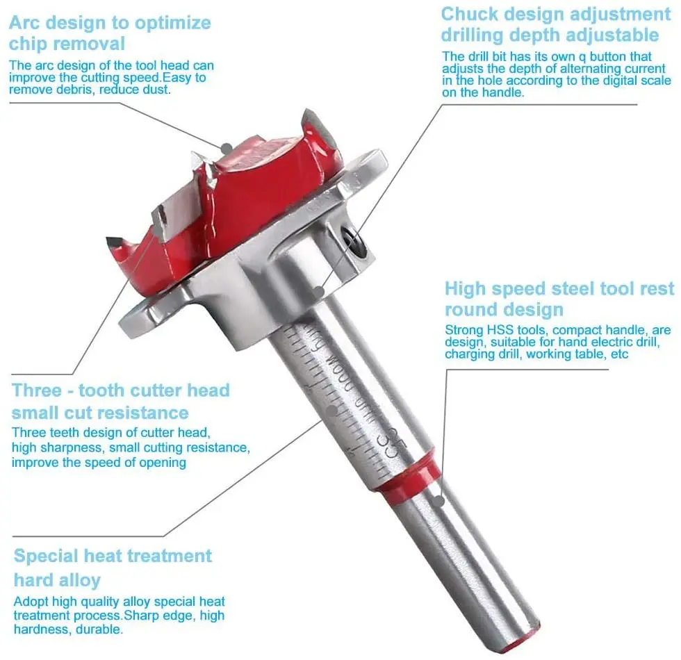1pc Diameter 15,20,25,30,35mm Adjustable Carbide Drill Bits Hinge Hole Opener Boring Bit Tipped Drilling Tool Woodworking Cutter
1pc Diameter 15,20,25,30,35mm Adjustable Carbide Drill Bits Hinge Hole Opener Boring Bit Tipped Drilling Tool Woodworking Cutter