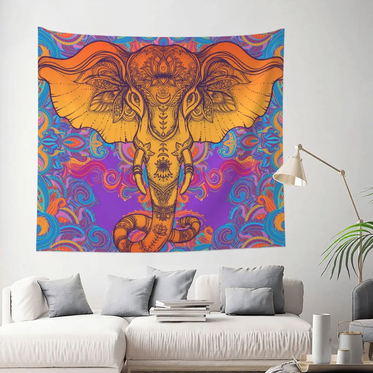 

India Mandala Elephant Tapestry Wall Hanging Hippie Polyester Tapestries Psychedelic Throw Rug Blanket Room Home Decor Yoga Mat