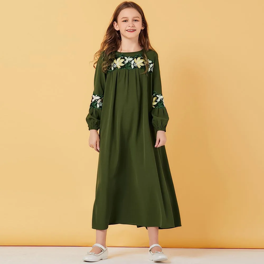 Пот мусульманское платье девушки с пышными рукавами цветочные