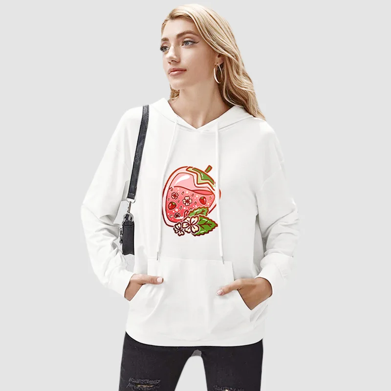 Fashion Woman Strawberry Print Hoodies Women Punk Harajuku Hooded Cotton Streetwear Sweatshirts Clothes with Pocket
Fashion Woman Strawberry Print Hoodies Women Punk Harajuku Hooded Cotton Streetwear Sweatshirts Clothes with Pocket