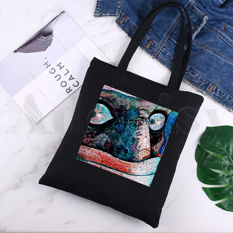 

Harajuku Manga Junji Ito Shintaro Kago Aesthetic Black Canvas Print Shopping Bags Girls Fashion Life Casual Pacakge Hand Bag