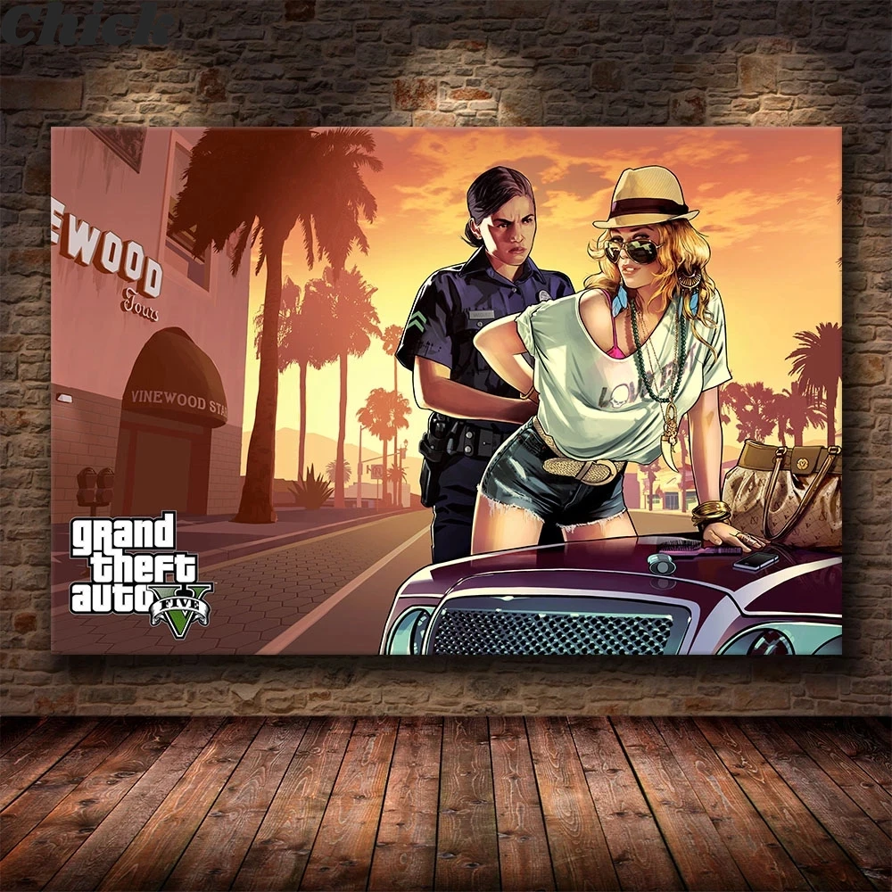 Постер для игр Grand Theft Auto 5 Картина на холсте современная картина гостиной рисунок