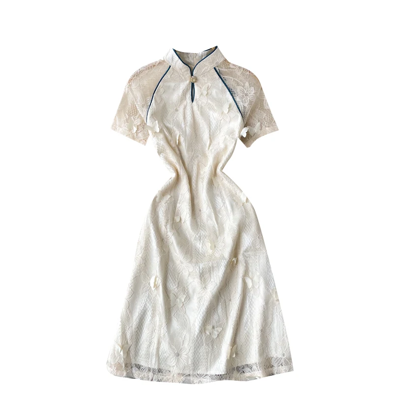 Young girl's modified dress new design of women's spring dress three dimensional butterfly sweet lace short
Young girl's modified dress new design of women's spring dress three dimensional butterfly sweet lace short