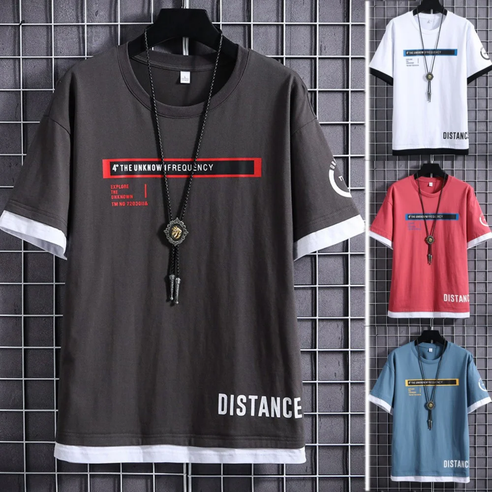 Men Letter Printed Short Sleeves Summer Pure Cotton Couple Ice Silk Bottomed Shirt Comfy Round Neck Fake Two Pieces Breathable
Men Letter Printed Short Sleeves Summer Pure Cotton Couple Ice Silk Bottomed Shirt Comfy Round Neck Fake Two Pieces Breathable