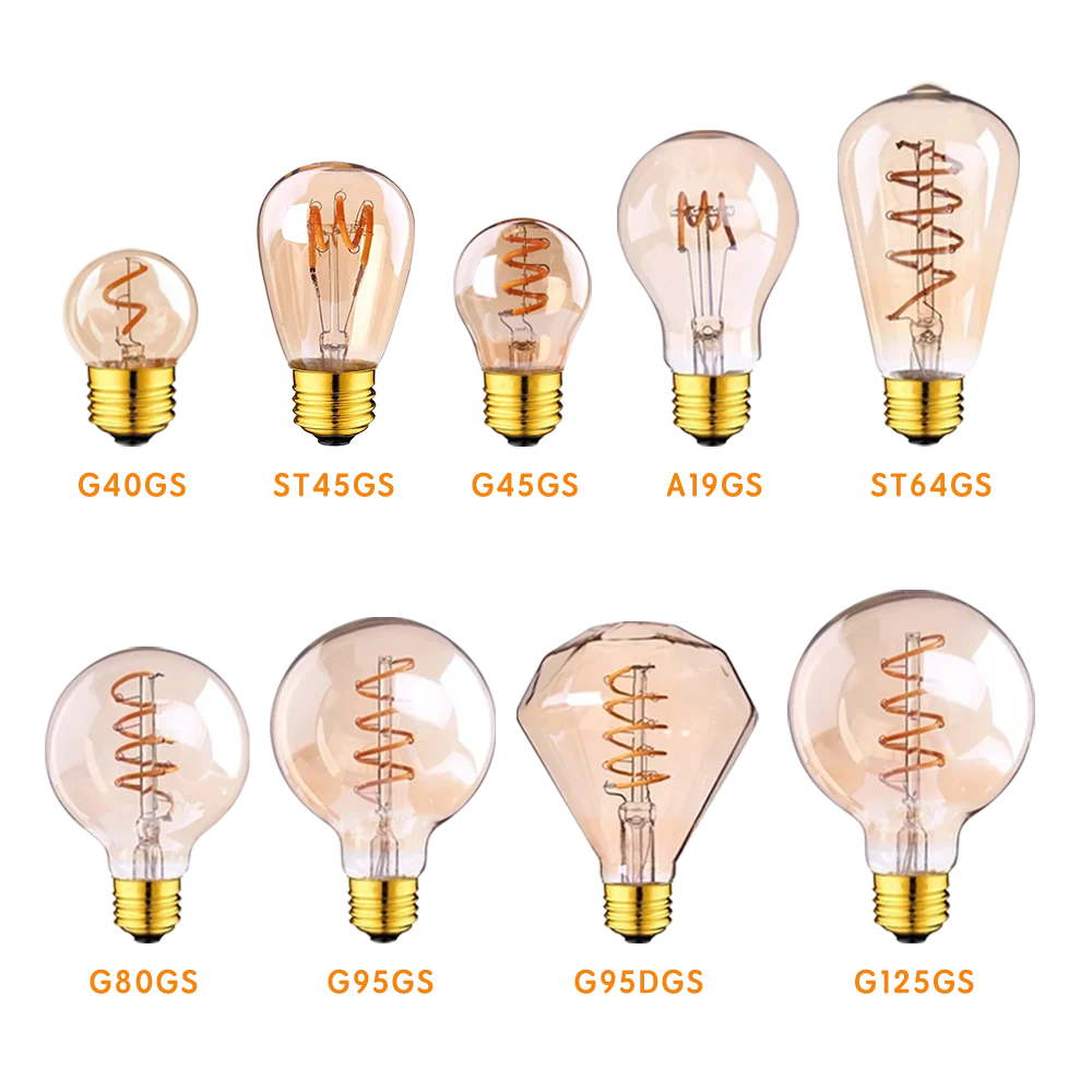 

Vintage Led Spiral Filament Bulb E27 110V 220V Light Bulbs 3W 2200K ST64 G80 G95 Dimmable Retro Edison Lamps Decorative Lighting