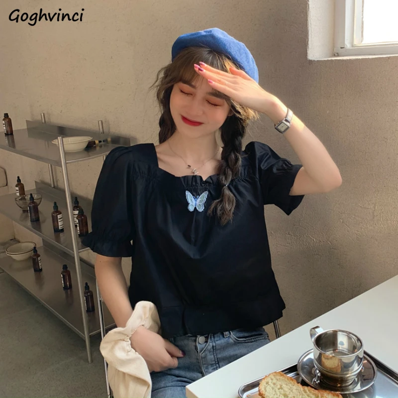 Блузка женская летняя, укороченный топ с пышными рукавами, с оборками и квадратным вырезом, милый тонкий французский шикарный Универсальны... 
Блузка женская летняя, укороченный топ с пышными рукавами, с оборками и квадратным вырезом, милый тонкий французский шикарный Универсальны...