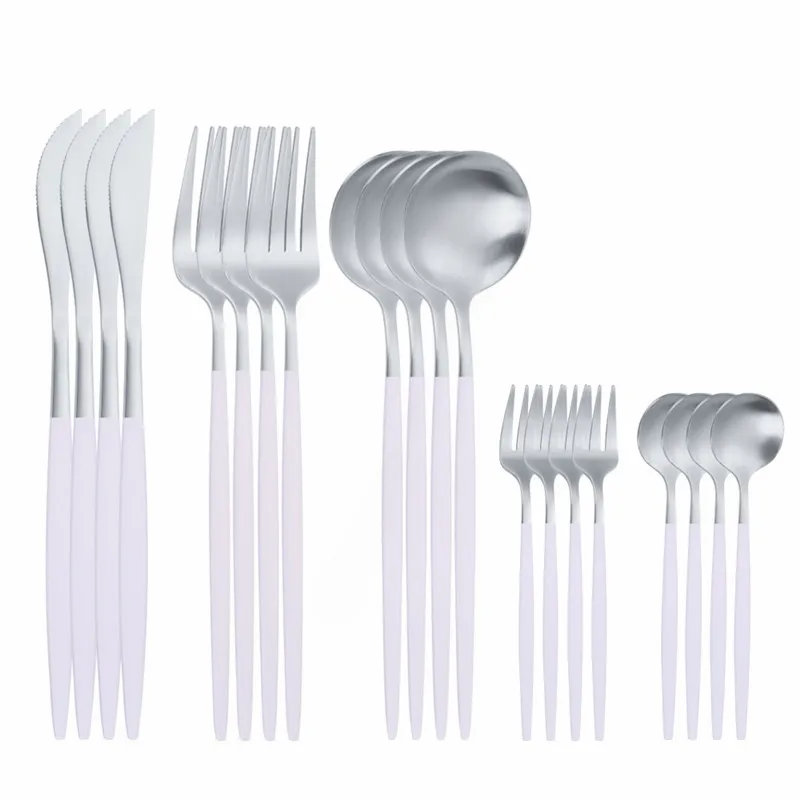 Stainless Steel Cutlery Set Matte White Gold Tableware Kitchen 20Pcs Set Dinnerware Forks Spoons Knives Dinner Set Complete
Stainless Steel Cutlery Set Matte White Gold Tableware Kitchen 20Pcs Set Dinnerware Forks Spoons Knives Dinner Set Complete