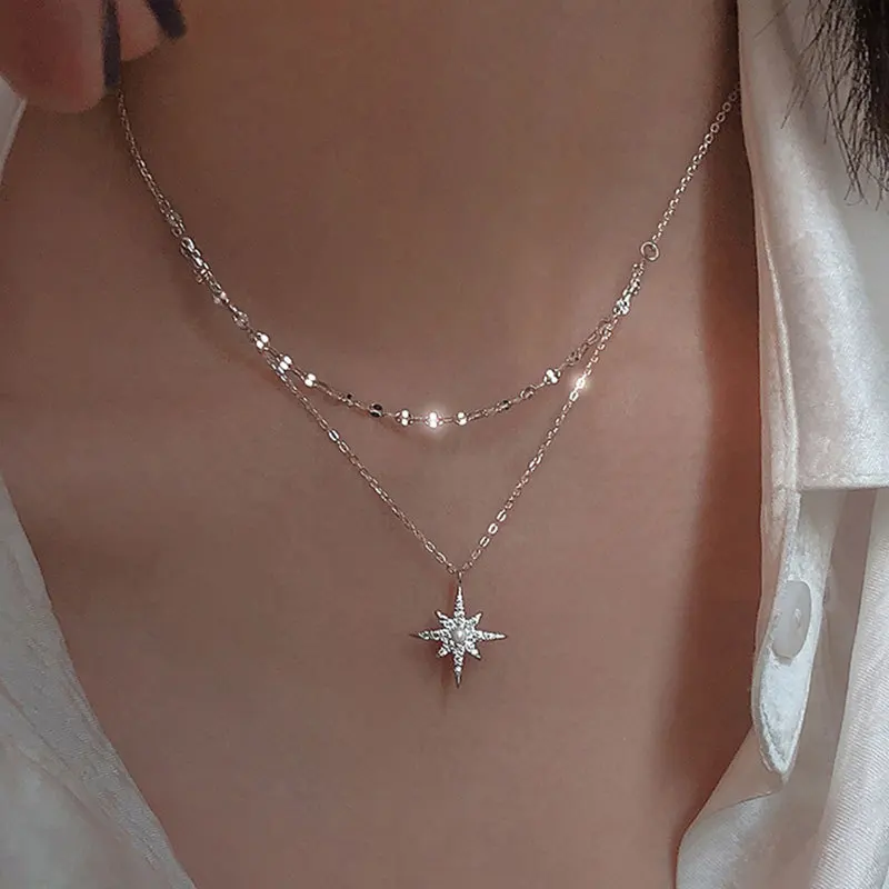 Luxury Bling Six-pointed Star Moon Cubic Zirconia 925 Sterling Silver Necklace For Women Dainty Minimalist Jewelry Birthday 
Luxury Bling Six-pointed Star Moon Cubic Zirconia 925 Sterling Silver Necklace For Women Dainty Minimalist Jewelry Birthday