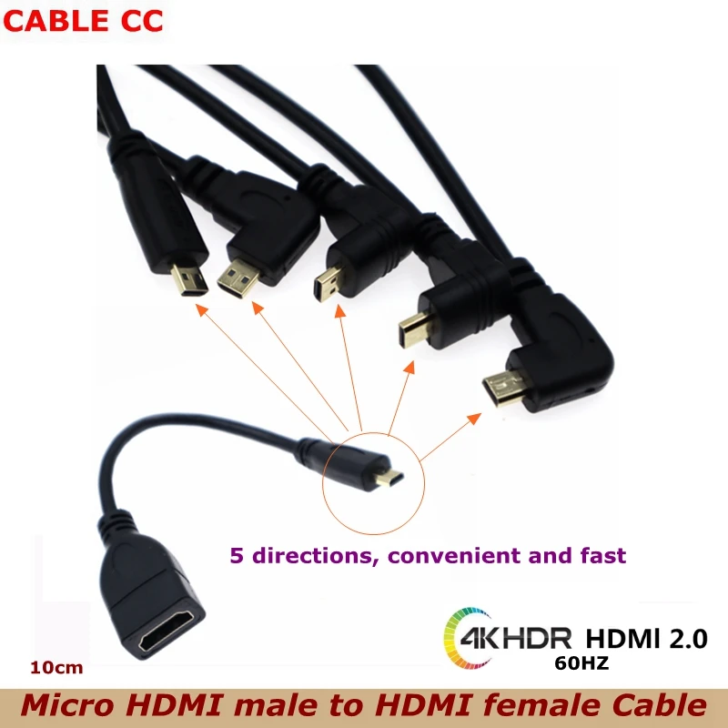 Фото 10 см вверх вниз левый правый угловой микро HDMI совместимый адаптер штырь гнездо