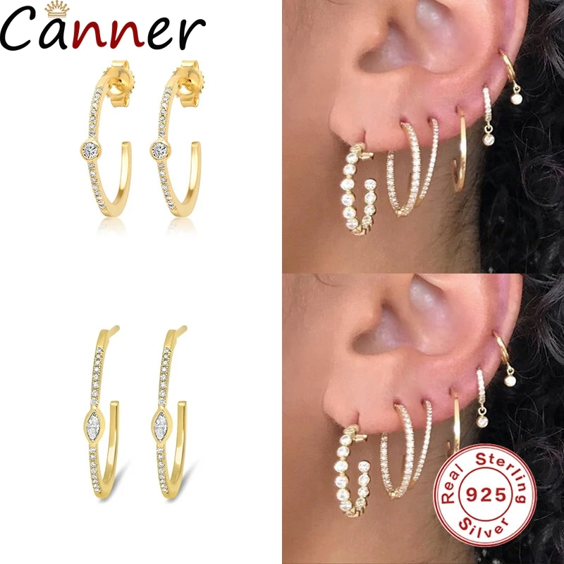 CANNER 925 Sterling Silver Jewelry Minimalist Glitter C-shape Stud Earring For Woman Wedding Anniversary Piercing Fashion Ear
CANNER 925 Sterling Silver Jewelry Minimalist Glitter C-shape Stud Earring For Woman Wedding Anniversary Piercing Fashion Ear