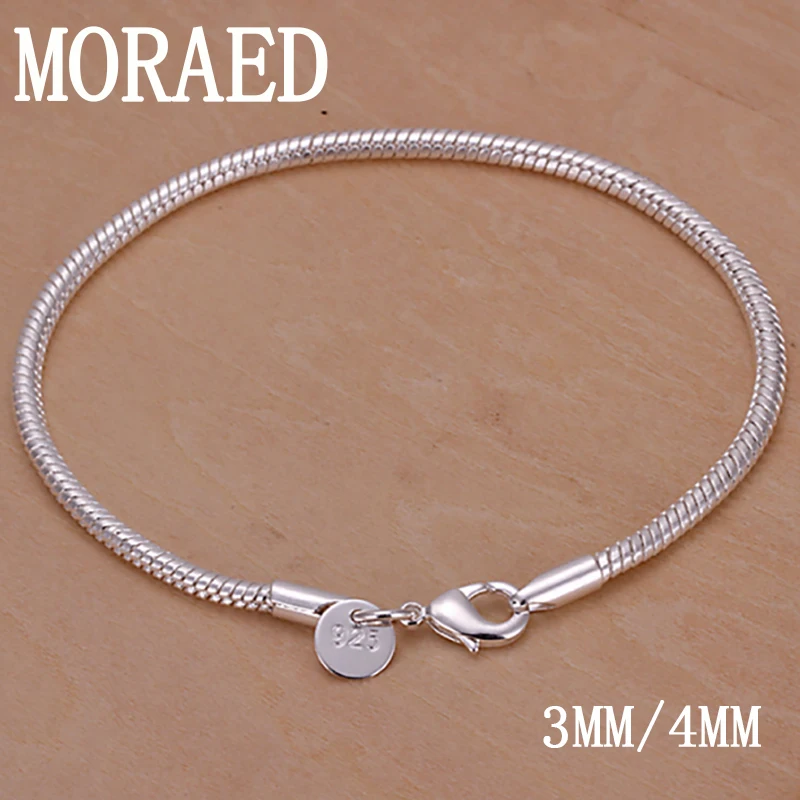 New 925 Silver Bracelet Fashion 3mm/4mm Snake Chain Bracelets For Woman Man Wedding Party Charm Jewelry Gift
New 925 Silver Bracelet Fashion 3mm/4mm Snake Chain Bracelets For Woman Man Wedding Party Charm Jewelry Gift