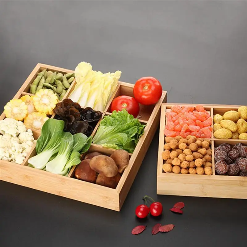 

Коробка для сухофруктов, квадратная многофункциональная тарелка для еды, тарелка для закуски подносов для конфет, фруктов, орехов, бамбука, ...