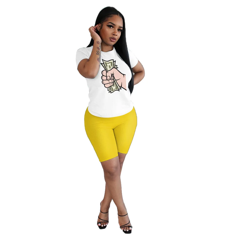 Multi-Color Lips Banknote Printed T-Shirt Shorts Summer Women Suit European and American Two Piece Set
Multi-Color Lips Banknote Printed T-Shirt Shorts Summer Women Suit European and American Two Piece Set