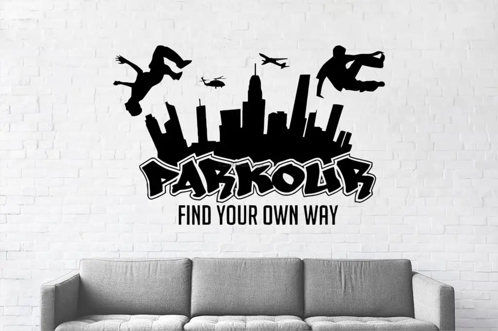 Extreme Паркур наклейки на стену Free Run прыгать в Стиль граффити скейтборд Молодежные