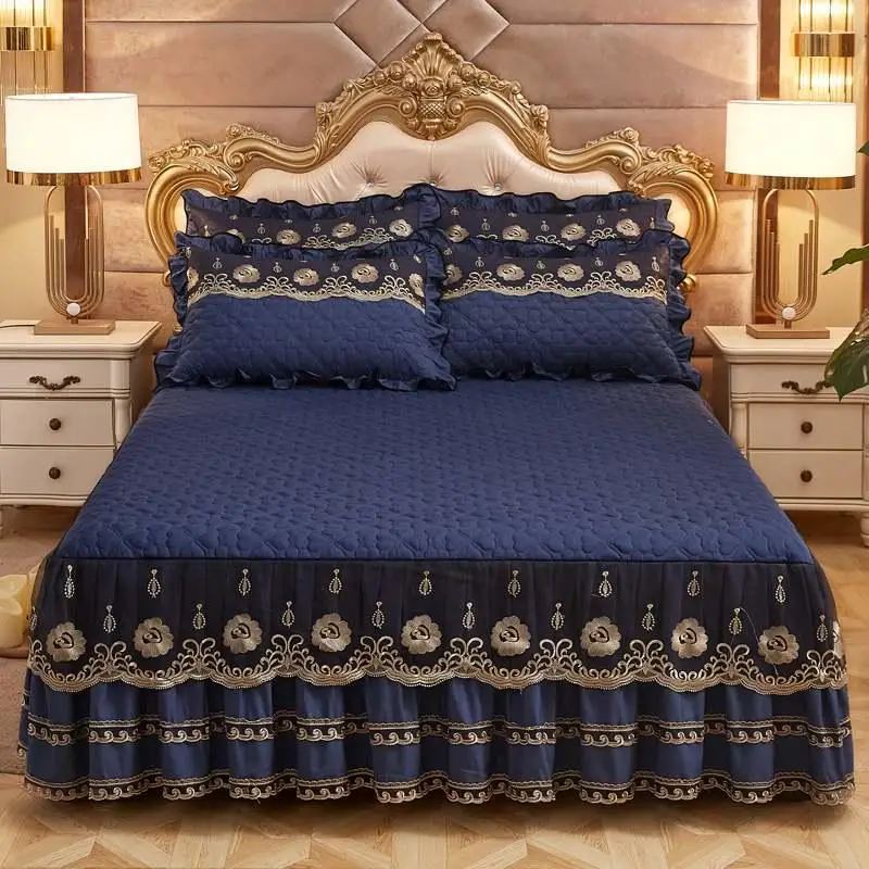 European Luxury Bedspreads and 2PCS Pillowcase Thick Cotton Bed Skirt with Lace Edge Twin Queen King Size Bedding Set Non-slip
European Luxury Bedspreads and 2PCS Pillowcase Thick Cotton Bed Skirt with Lace Edge Twin Queen King Size Bedding Set Non-slip