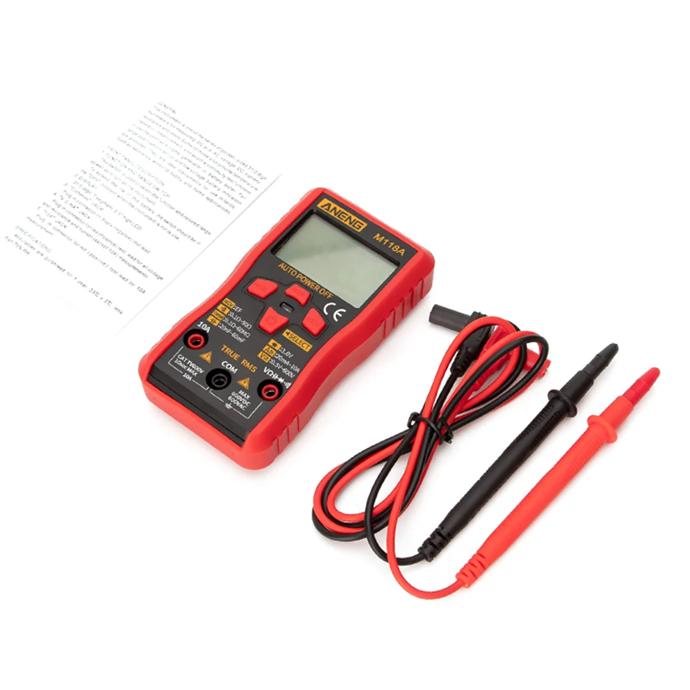 ANENG M118A Digital Mini Multimeter Tester Auto Mmultimetro True Rms Tranistor Meter with NCV Data Hold 6000counts Flashlight
ANENG M118A Digital Mini Multimeter Tester Auto Mmultimetro True Rms Tranistor Meter with NCV Data Hold 6000counts Flashlight