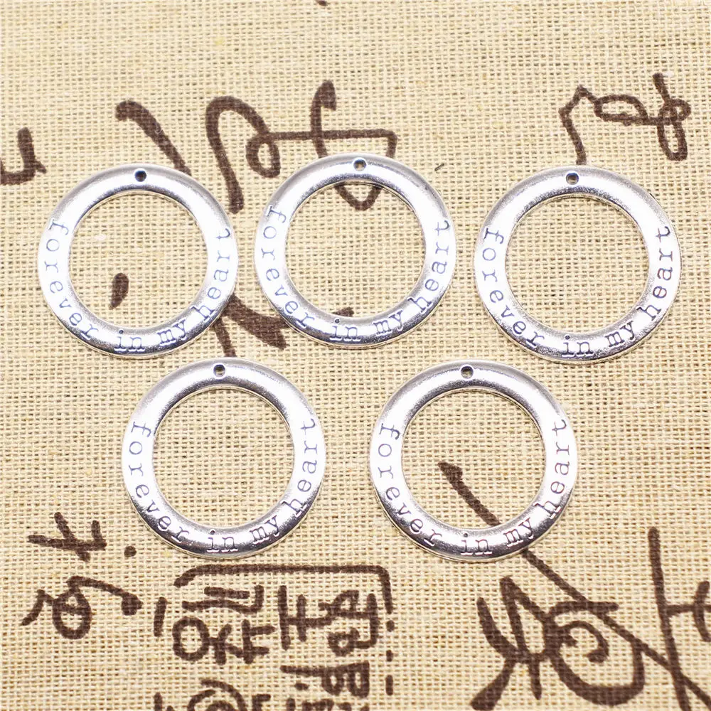 Charm For Making Jewelry Pendants Antique Silver Color Forever In My Heart Ring 28x28mm 5pcs
Charm For Making Jewelry Pendants Antique Silver Color Forever In My Heart Ring 28x28mm 5pcs