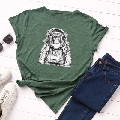Plus Size S-5XL Astronaut Orangutan Print T Shirt Women 100% Cotton T-Shirt O Neck Short Sleeve Tees Tops Summer Female Tshirts
Plus Size S-5XL Astronaut Orangutan Print T Shirt Women 100% Cotton T-Shirt O Neck Short Sleeve Tees Tops Summer Female Tshirts