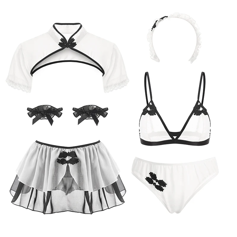 Womens Erotic Lingerie Anime Maid Costume Three-point Sexy Cosplay Schoolgirl Uniform Outfit Bra Panty Skirt Leg Ring Set
Womens Erotic Lingerie Anime Maid Costume Three-point Sexy Cosplay Schoolgirl Uniform Outfit Bra Panty Skirt Leg Ring Set