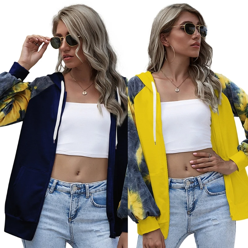 Women Tie-Dye Long Sleeve Jacket Drawstring Hoodie Color Block Zip Up Sweatshirt BX0B
Women Tie-Dye Long Sleeve Jacket Drawstring Hoodie Color Block Zip Up Sweatshirt BX0B