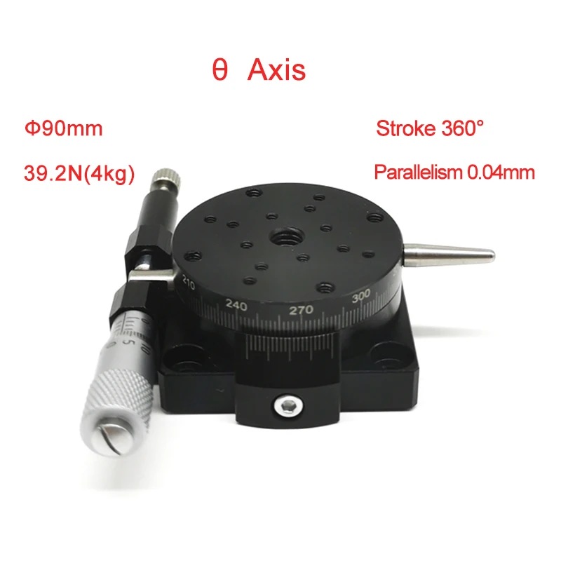 R Axis 90mm Manual 360 Degree Heavy Load Rotary Sliding Table Micrometer Precision Adjust Angle Platform Optical PRSP90-L 
R Axis 90mm Manual 360 Degree Heavy Load Rotary Sliding Table Micrometer Precision Adjust Angle Platform Optical PRSP90-L