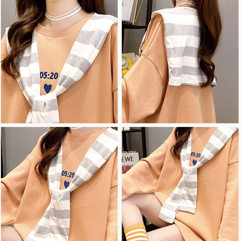 QRWR 2020 Korean Women Sweatshirts Spring Autumn Casual Solid Cute Personality Pullover Fashion Loose Fake Two Sweatshirt
QRWR 2020 Korean Women Sweatshirts Spring Autumn Casual Solid Cute Personality Pullover Fashion Loose Fake Two Sweatshirt