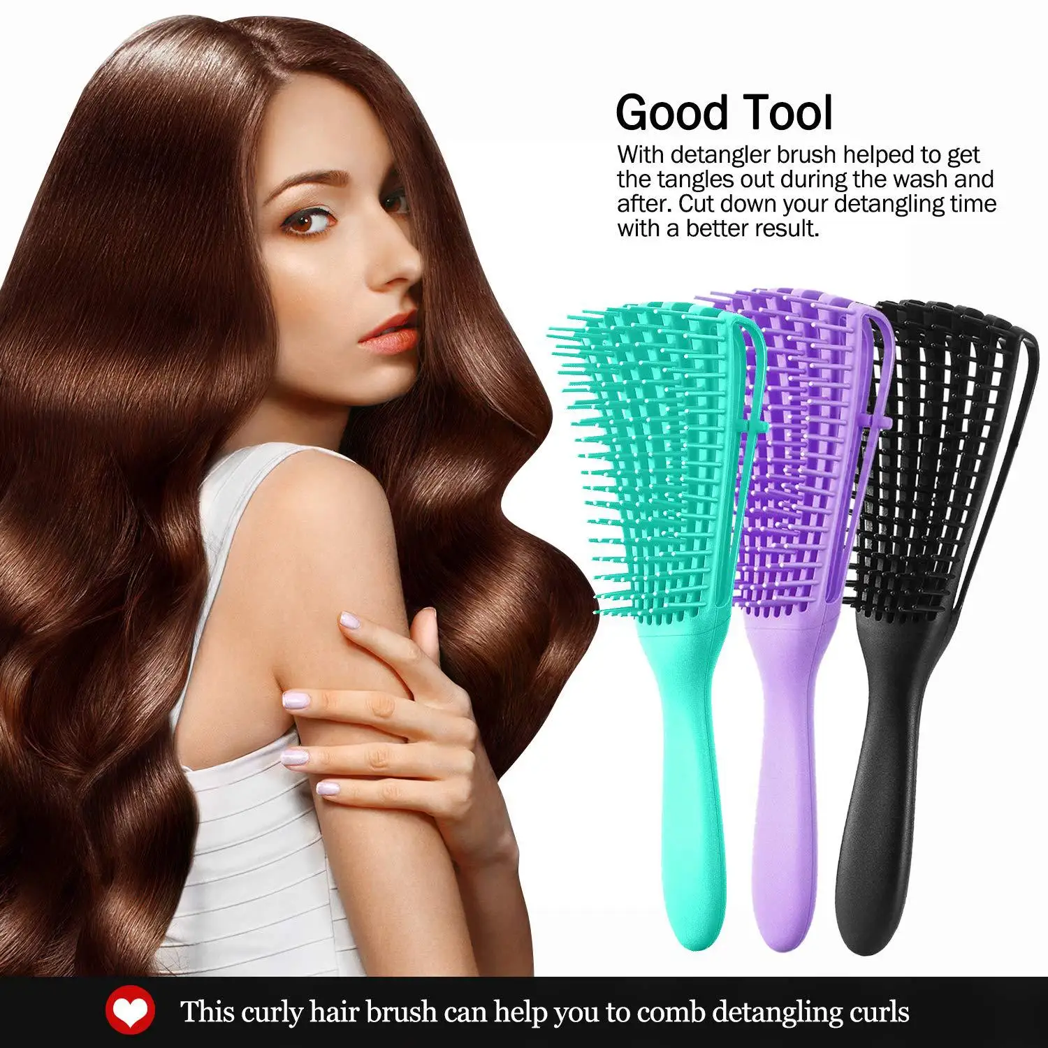 

Detangling Hair Brush Massage Wet Hair Comb Detangler Hairbrush 2a to 4c Kinky Wavy/Curly/Coily/Wet/Dry/Oil/Thick Hair