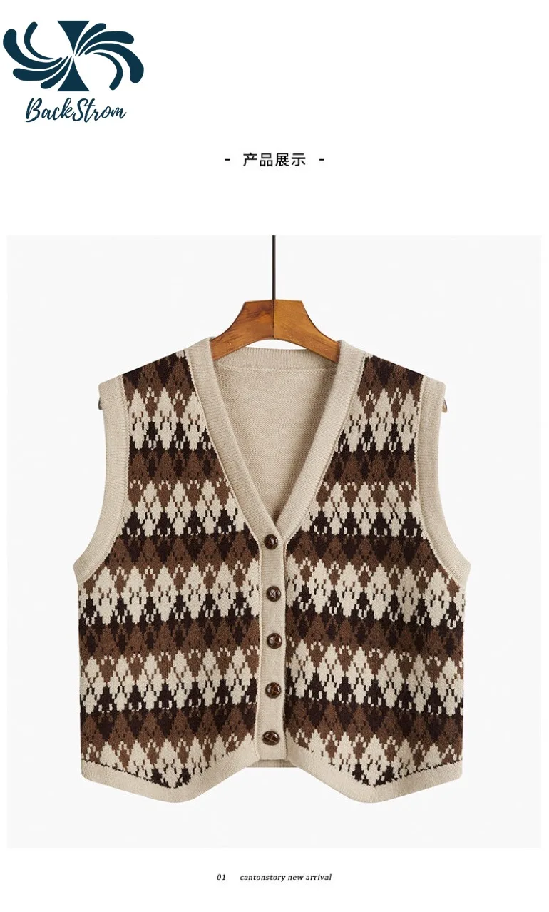 BACKSTROM Women Sweater Vest Plaid Knitted Vest V-neck Autumn Winter Slim Sweater Cardigan Korean Simple Sleeveless Sweater
BACKSTROM Women Sweater Vest Plaid Knitted Vest V-neck Autumn Winter Slim Sweater Cardigan Korean Simple Sleeveless Sweater