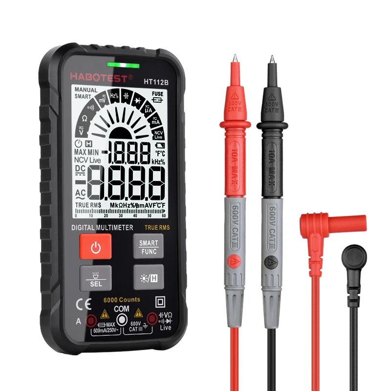 Professional Multimeter Smart DMM Pocket Size 600V Digital Multitester Capacitance Ohm Hz AC DC Voltage Current True RMS HT112
Professional Multimeter Smart DMM Pocket Size 600V Digital Multitester Capacitance Ohm Hz AC DC Voltage Current True RMS HT112